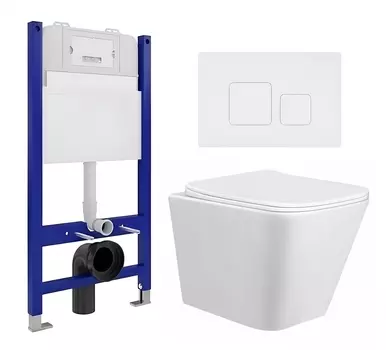 Комплект 3 в 1 инсталляция Enio Tecnico 50 EN8050050 + Унитаз подвесной Taliente Correto CR25200 + кнопка белая матовая