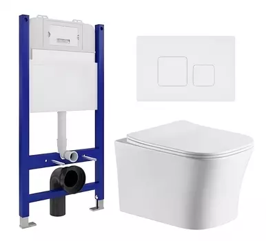 Комплект 3 в 1 инсталляция Enio Tecnico 50 EN8050050 + Подвесной унитаз CeruttiSpa Marmolada aria CT7778 + кнопка белая матовая