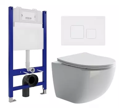 Комплект 3 в 1 инсталляция Enio Tecnico 50 EN8050050 + Унитаз подвесной Ceramica Nova Forma CN3009 + кнопка белая матовая