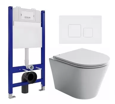 Комплект 3 в 1 инсталляция Enio Tecnico 50 EN8050050 + Унитаз подвесной Ceramica Nova Forma CN3011 + кнопка белая матовая