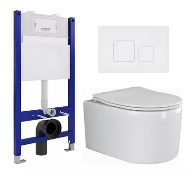 Комплект 3 в 1 инсталляция Enio Tecnico 50 EN8050050 + Унитаз подвесной Ceramica Nova Moments CN3003 + кнопка белая матовая