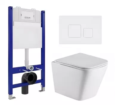 Комплект 3 в 1 инсталляция Enio Tecnico 50 EN8050050 + Подвесной унитаз WeltWasser Gelbach 043 GL-WT + кнопка белая матовая