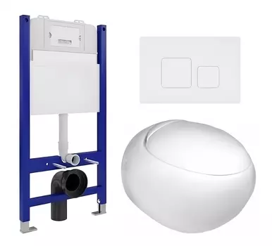 Комплект 3 в 1 инсталляция Enio Tecnico 50 EN8050050 + Подвесной унитаз WeltWasser Jeckenbach + кнопка белая матовая