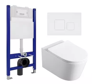 Комплект 3 в 1 инсталляция Enio Tecnico 50 EN8050050 + Унитаз Vincea Cute VT1-24 + кнопка белая матовая
