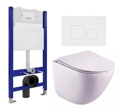 Комплект 3 в 1 инсталляция Enio Tecnico 50 EN8050050 + Унитаз подвесной Esbano Lotus ESUPLOTUW + кнопка белая матовая