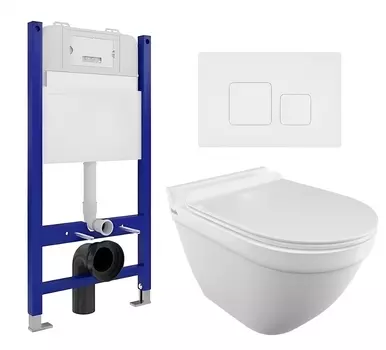 Комплект 3 в 1 инсталляция Enio Tecnico 50 EN8050050 + Унитаз подвесной Iddis Cloud CLORDSEi25 + кнопка белая матовая
