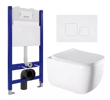 Комплект 3 в 1 инсталляция Enio Tecnico 50 EN8050050 + Унитаз подвесной Vincea Form VT1-35 + кнопка белая матовая