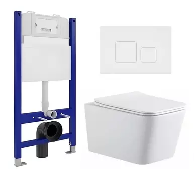 Комплект 3 в 1 инсталляция Enio Tecnico 50 EN8050050 + Подвесной унитаз SinteSi BALTI + кнопка белая матовая