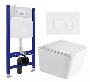 Комплект 3 в 1 инсталляция Enio Tecnico 50 EN8050050 + Унитаз подвесной SantiLine SL-5007 + кнопка белая матовая