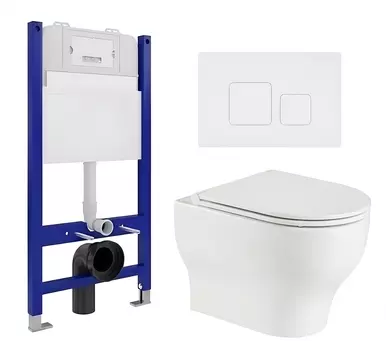 Комплект 3 в 1 инсталляция Enio Tecnico 50 EN8050050 + Подвесной унитаз WeltWasser Erlenbach 004 GL-WT + кнопка белая матовая