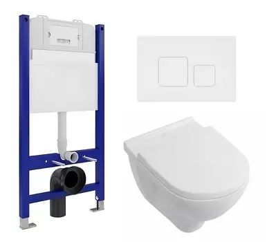 Комплект 3 в 1 инсталляция Enio Tecnico 50 EN8050050 + Унитаз подвесной Villeroy & Boch O Novo Directflush + кнопка белая матовая