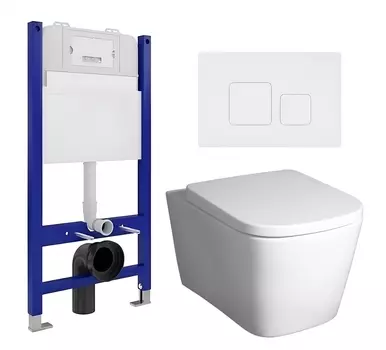 Комплект 3 в 1 инсталляция Enio Tecnico 50 EN8050050 + Унитаз подвесной BelBagno Albano BB120CHR + кнопка белая матовая