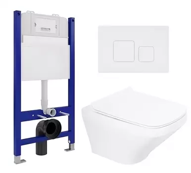 Комплект 3 в 1 инсталляция Enio Tecnico 50 EN8050050 + Унитаз подвесной BelBagno Sela BB3201CHR + кнопка белая матовая