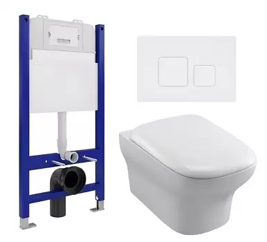 Комплект 3 в 1 инсталляция Enio Tecnico 50 EN8050050 + Унитаз подвесной Jacob Delafon Vox EDM102-00 + кнопка белая матовая