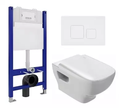 Комплект 3 в 1 инсталляция Enio Tecnico 50 EN8050050 + Унитаз подвесной Jacob Delafon Struktura EDE102-00 + кнопка белая матовая