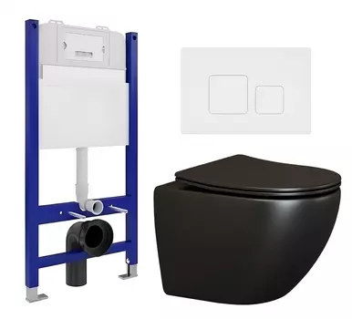 Комплект 3 в 1 инсталляция Enio Tecnico 50 EN8050050 + Унитаз подвесной Ceramica Nova Metropol CN4002MB + кнопка белая матовая