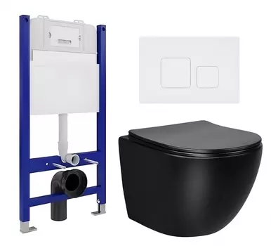 Комплект 3 в 1 инсталляция Enio Tecnico 50 EN8050050 + Унитаз Vincea Globo VT1-14MB + кнопка белая матовая