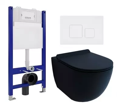 Комплект 3 в 1 инсталляция Enio Tecnico 50 EN8050050 + Унитаз подвесной Esbano Garcia + кнопка белая матовая