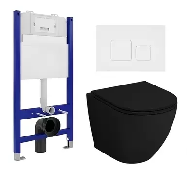 Комплект 3 в 1 инсталляция Enio Tecnico 50 EN8050050 + Унитаз подвесной Grossman GR-4455BMS + кнопка белая матовая