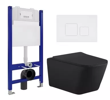 Комплект 3 в 1 инсталляция Enio Tecnico 50 EN8050050 + Унитаз подвесной Aquanet Tavr-W BW 287011 + кнопка белая матовая