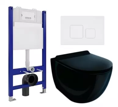 Комплект 3 в 1 инсталляция Enio Tecnico 50 EN8050050 + Унитаз подвесной Esbano Garcia ESUPGARCB + кнопка белая матовая