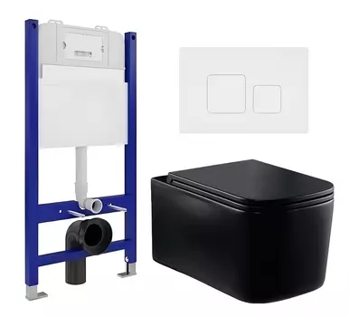 Комплект 3 в 1 инсталляция Enio Tecnico 50 EN8050050 + Унитаз Vincea Ultra Rimless VT1-32MB + кнопка белая матовая