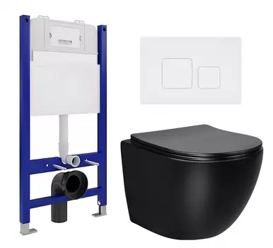 Комплект 3 в 1 инсталляция Enio Tecnico 50 EN8050050 + Унитаз Vincea Globo VT1-14SMB + кнопка белая матовая