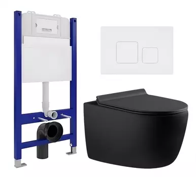 Комплект 3 в 1 инсталляция Enio Tecnico 50 EN8050050 + Унитаз подвесной Aquanet Cetus 287008 + кнопка белая матовая