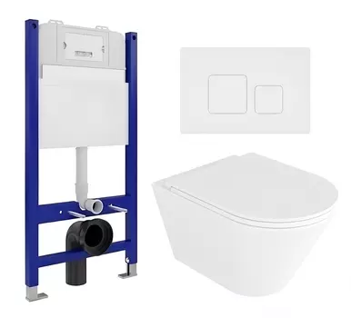Комплект 3 в 1 инсталляция Enio Tecnico 50 EN8050050 + Унитаз подвесной Enio Cento EN4280110 + кнопка белая матовая