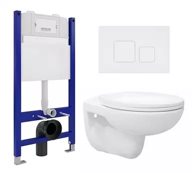 Комплект 3 в 1 инсталляция Enio Tecnico 50 EN8050050 + Унитаз подвесной Enio Ekos EN0170571 + кнопка белая матовая