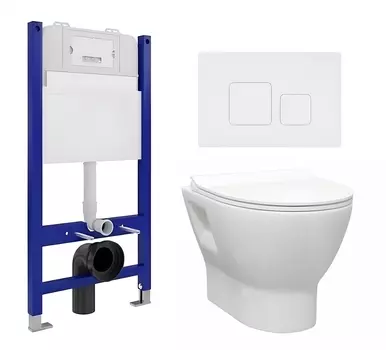 Комплект 3 в 1 инсталляция Enio Tecnico 50 EN8050050 + Унитаз подвесной Enio Nativo EN1270551 + кнопка белая матовая