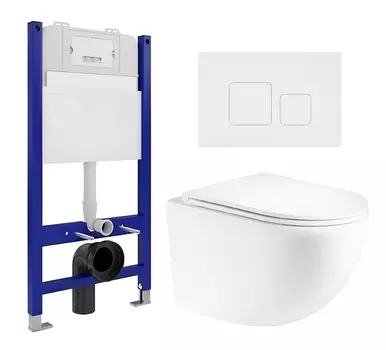 Комплект 3 в 1 инсталляция Enio Tecnico 50 EN8050050 + Унитаз подвесной Enio Unico Tornado EN2105073 + кнопка белая матовая