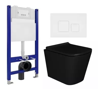 Комплект 3 в 1 инсталляция Enio Tecnico 50 EN8050050 + Унитаз подвесной Enio Binario BL черный EN4180225 + кнопка белая матовая