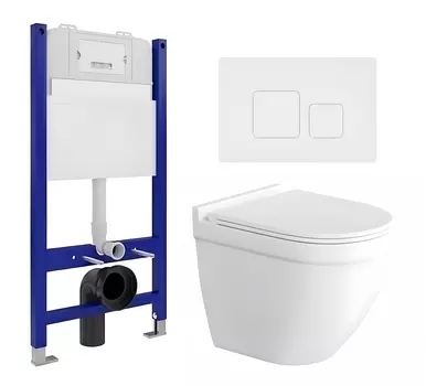 Комплект 3 в 1 инсталляция Enio Tecnico 50 EN8050050 + Унитаз подвесной Enio Pulito EN1170052 + кнопка белая матовая