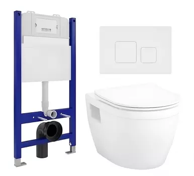 Комплект 3 в 1 инсталляция Enio Tecnico 50 EN8050050 + Унитаз подвесной Enio Bolo EN8350034 + кнопка белая матовая