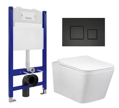 Комплект 3 в 1 инсталляция Enio Tecnico 50 EN8050050 + Унитаз Vincea Q-Line VT1-12 + кнопка черная матовая