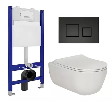 Комплект 3 в 1 инсталляция Enio Tecnico 50 EN8050050 + Унитаз подвесной Berges Wasserhaus Ego XL 082118 + кнопка черная матовая
