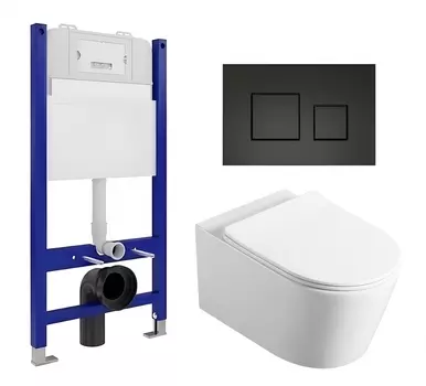 Комплект 3 в 1 инсталляция Enio Tecnico 50 EN8050050 + Унитаз Vincea Cute VT1-24 + кнопка черная матовая