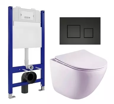 Комплект 3 в 1 инсталляция Enio Tecnico 50 EN8050050 + Унитаз подвесной Esbano Lotus ESUPLOTUW + кнопка черная матовая