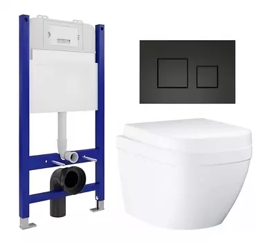 Комплект 3 в 1 инсталляция Enio Tecnico 50 EN8050050 + Унитаз подвесной Grohe Euro Ceramic 39206000 + кнопка черная матовая