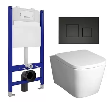Комплект 3 в 1 инсталляция Enio Tecnico 50 EN8050050 + Унитаз подвесной BelBagno Albano BB120CHR + кнопка черная матовая
