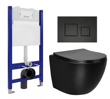 Комплект 3 в 1 инсталляция Enio Tecnico 50 EN8050050 + Унитаз Vincea Globo VT1-14MB + кнопка черная матовая