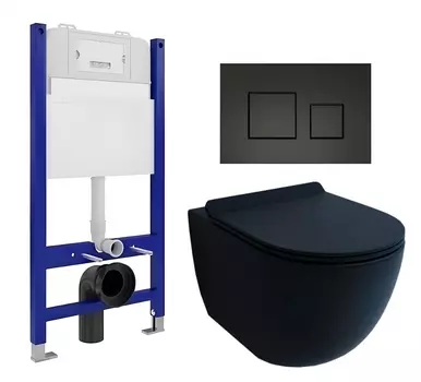 Комплект 3 в 1 инсталляция Enio Tecnico 50 EN8050050 + Унитаз подвесной Esbano Garcia + кнопка черная матовая