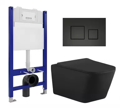 Комплект 3 в 1 инсталляция Enio Tecnico 50 EN8050050 + Унитаз подвесной Aquanet Tavr-W BW 287011 + кнопка черная матовая