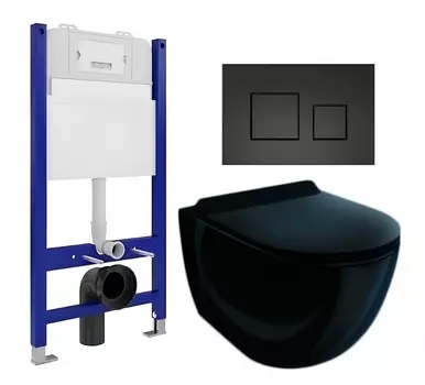Комплект 3 в 1 инсталляция Enio Tecnico 50 EN8050050 + Унитаз подвесной Esbano Garcia ESUPGARCB + кнопка черная матовая