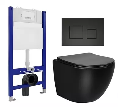 Комплект 3 в 1 инсталляция Enio Tecnico 50 EN8050050 + Унитаз Vincea Globo VT1-14SMB + кнопка черная матовая