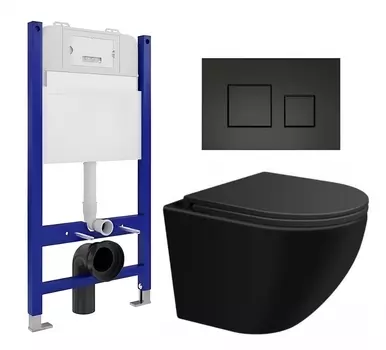 Комплект 3 в 1 инсталляция Enio Tecnico 50 EN8050050 + Подвесной унитаз SinteSi EVI + кнопка черная матовая