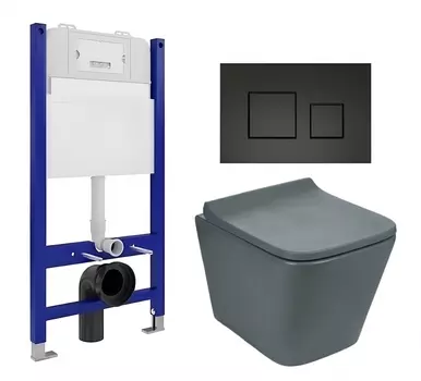 Комплект 3 в 1 инсталляция Enio Tecnico 50 EN8050050 + Унитаз подвесной Weltwasser WW SK Gelbach 041 MT-GR + кнопка черная матовая
