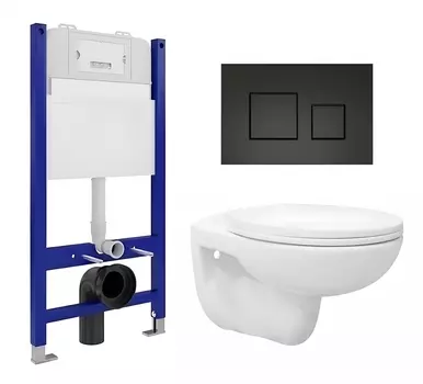 Комплект 3 в 1 инсталляция Enio Tecnico 50 EN8050050 + Унитаз подвесной Enio Ekos EN0170571 + кнопка черная матовая