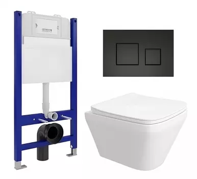 Комплект 3 в 1 инсталляция Enio Tecnico 50 EN8050050 + Унитаз подвесной Enio Vicino EN9170544 + кнопка черная матовая